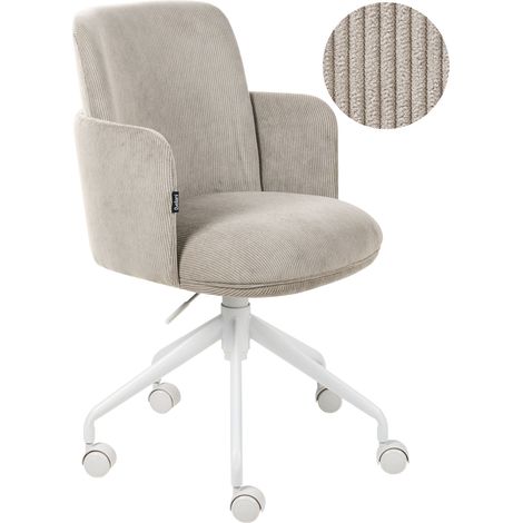 Silla de oficina tapizada en pana giratoria ajuste de altura del asiento gris pardo Dryden (1/5)