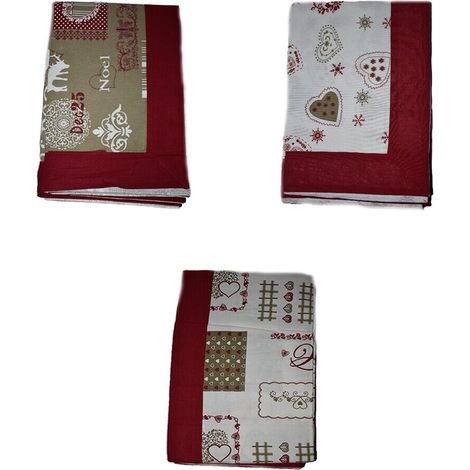 Tovaglia da tavola in cotone 140x180 per 6 posti natalizia decorazioni di natale casa elegante rettangolare idea regalo - MISURA: Decoro 2 (1/4)