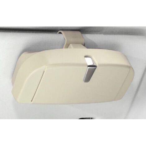 Étui à Lunettes Universel pour Voiture - Boîte de Rangement avec Fonction magnétique et Fente pour Cartes - Multifonction - pour Lunettes de Soleil de Voiture - Beige (1/4)