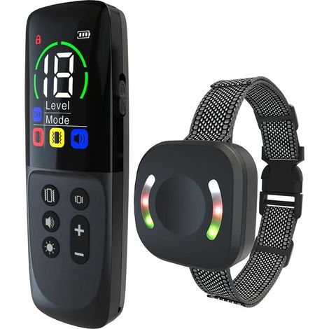 Collier de dressage vibrant - Portée 800 mètres, rechargeable, avec 3 modes lumière LED/son/vibration/vibration forte, niveau d'étanchéité IP67 (1/5)