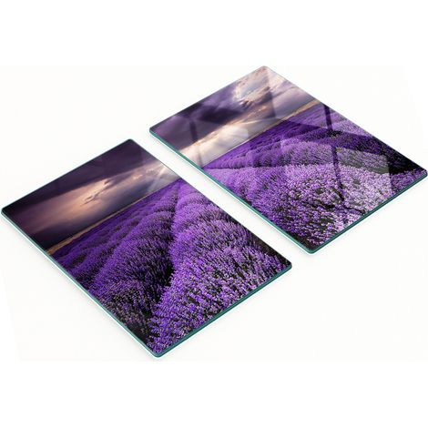 Tablas de vidrio decorativas multifuncionales para cocina, diseño de campo de lavanda, 2x40x52 cm. (1/5)