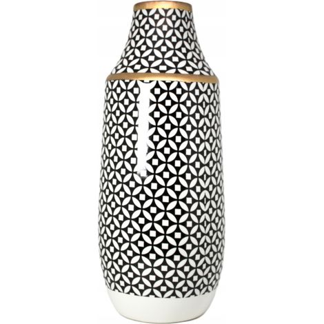 Elegante vaso decorativo in ceramica con motivo geometrico (1/5)