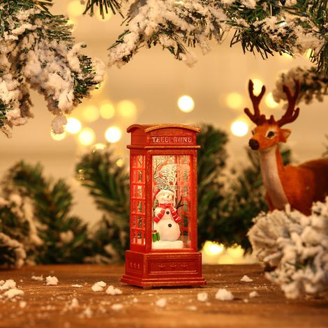 Boule à neige, lanterne, cabine téléphonique, décoration lumineuse de Noël pour bar, karaoké, bonhomme de neige (1/5)