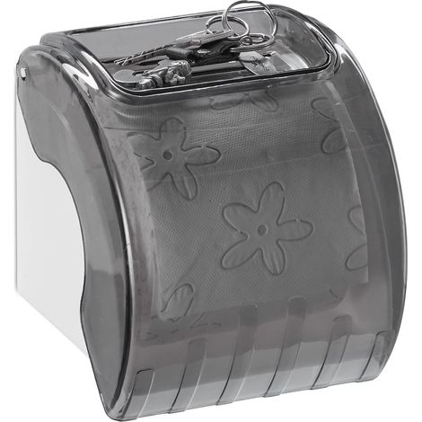 Porte-Papier Toilette avec Rangement et Couvercle, Support en Plastique HxLxP: 15 x 13,5 x 15 cm, Gris-Vert (1/5)