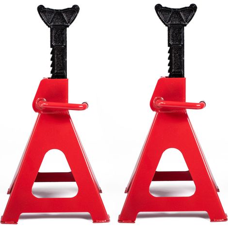 Coppia cavalletti 3 ton 9 livelli per auto con leva di sicurezza professionale (1/5)