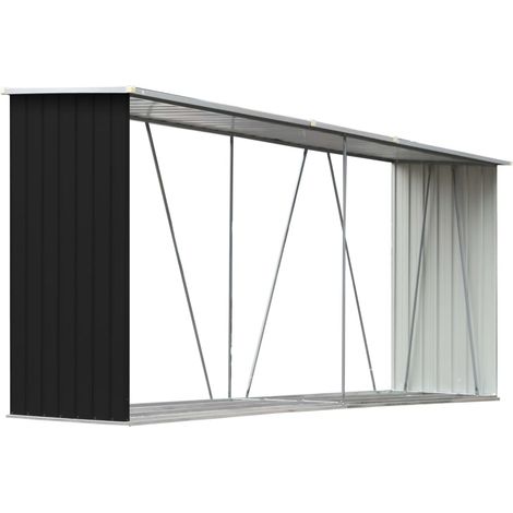 Brennholzlager Verzinkter Stahl 330x84x152 cm Anthrazit vidaXL (1/6)