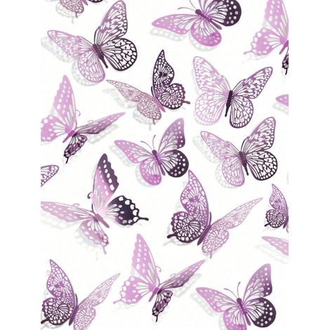 Stickers muraux papillon 3D, 4 styles, 3 tailles, décoration d'anniversaire à papillons, décoration de fête à papillons, décoration de gâteau, décoration de crèche, stickers amovibles gravés au laser (1/4)