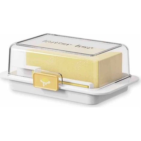 Boîte à Beurre avec Couvercle Transparent et Coupe-Beurre Amovible, Récipient de Stockage Réutilisable en Plastique Blanc (1/5)