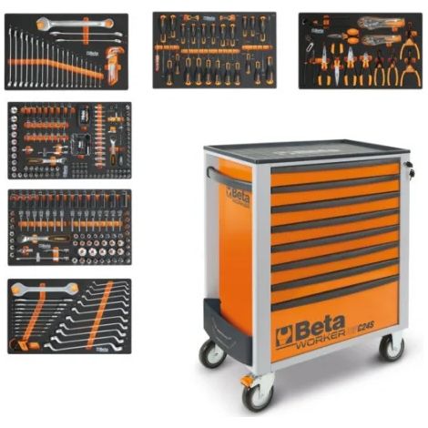 Beta BW 2400S 8/E-L Cassettiera mobile con assortimento in termoformati 398 Pz. - Arancione