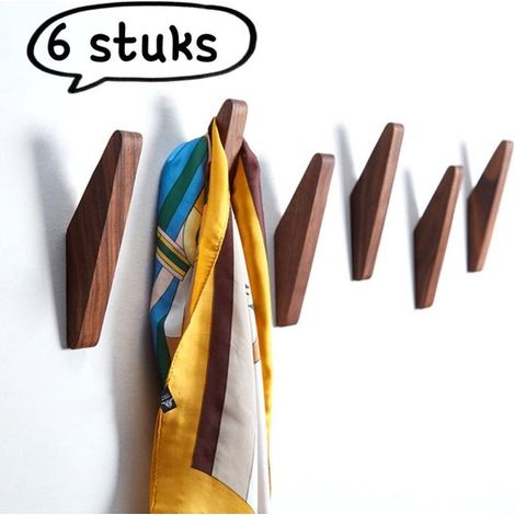 6 ganci appendiabiti/porta cuffie vintage in legno color noce per cappotti, sciarpe, asciugamani e cuffie. (1/5)