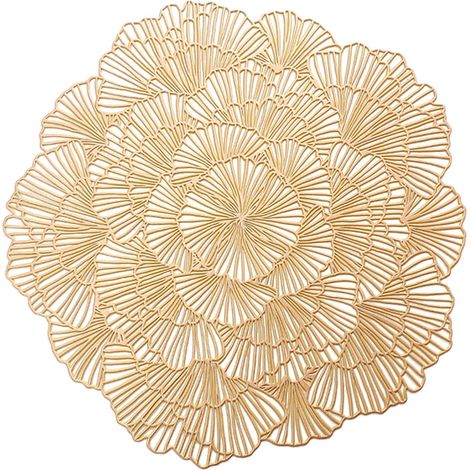 Placemat Vinyle Rond - 38 x 38 cm - Or Métallisé - Résistant à la Chaleur - Antidérapant - Usage Intérieur et Événementiel - 1 Pièce (1/5)