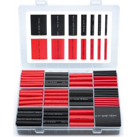 Gaine Thermorétractable - Tube Double Paroi 3:1 Avec Colle Intérieure - Étanche Pour Câblage Auto Marine - 200 Pièces (1/5)