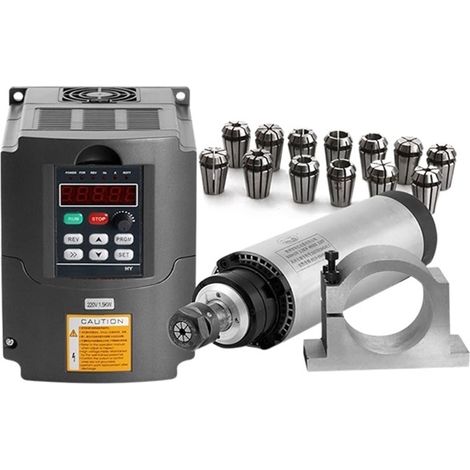 Kit de Moteur de Broche sans balais CNC Fraisage de Broche à Refroidissement par air 1.5KW 4 CNC 220 VFD avec Pince de 65mm ET 1 3 pièces Er11 Collet (1/5)