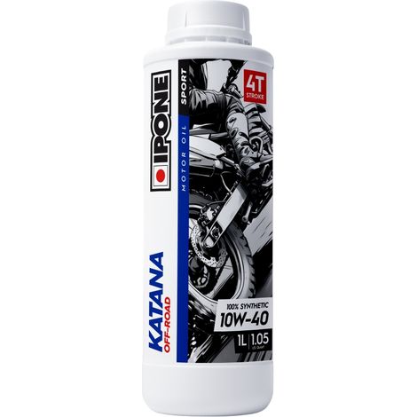 Huile moteur Ipone Katana 10W40 1L pour motos tout-terrain MA2 4T, cross-country et enduro.
