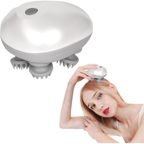 Brosse de massage du cuir chevelu massage électrique de la tête étanche masseur portable pour massage de la tête lors de la douche (1/4)