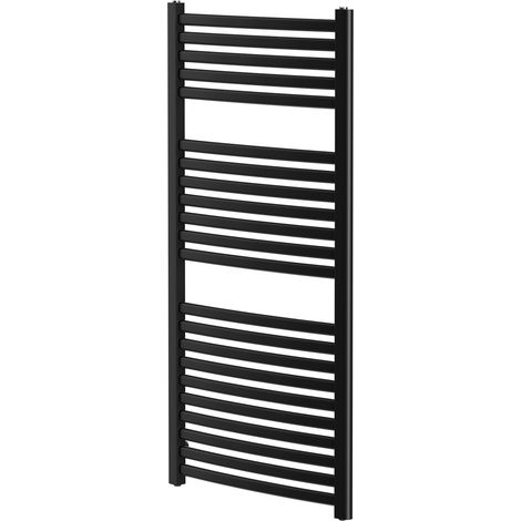 Colore Columbus Matt Black 1200mm x 600mm Curved Heated Towel Rail (1/5)