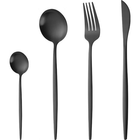 Ensemble de couverts pour 2 personnes, ensemble d'ustensiles en acier inoxydable, fourchettes, cuillères et couteaux pour la cuisine. (1/5)