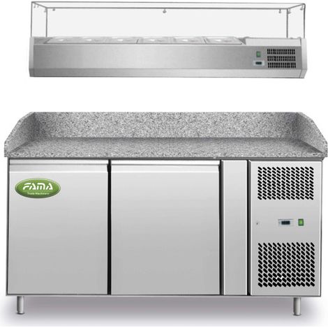 Meuble de préparation pizza 2 portes et saladette - Fama