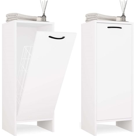 NINA - Armadio da bagno con cesto per la biancheria - Bianco (1/5)