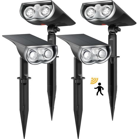 Lampes Solaires Extérieures Détecteur de Mouvement 1000LM, Blanc Froid 6500K, Lot de 4 (1/5)