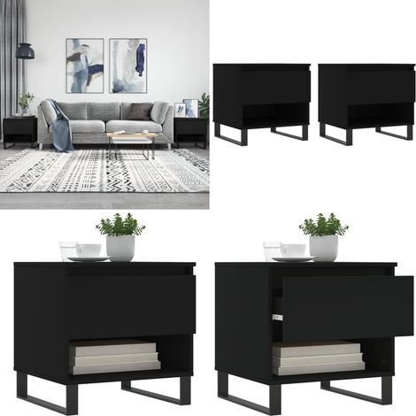Couchtische 2 Stk. Schwarz 50x46x50 cm Holzwerkstoff - Couchtisch - Wohnzimmerstil - Holzwerkstoff - Schwarz - Modernes Design - Home & Living (1/5)