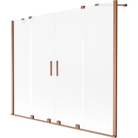 Mexen Velar Duo Badewannenfaltwand 2-flügelig, verschiebbar 170 x 150 cm, mattiert, gebürstetes Kupfer - 896-170-000-32-65 (1/2)