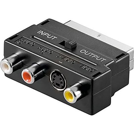 goobay 50123 - Adattatore Euroconnector a video composito e S-Video (ingresso e uscita, Euroconnector (21 pin), colore nero)