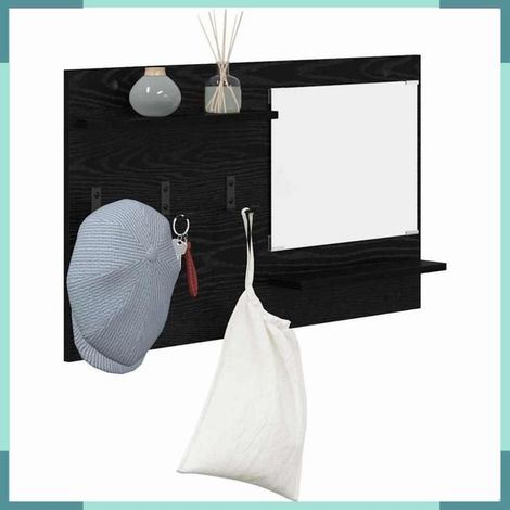874516 Porte-manteau mural avec étagère Chêne noir 90 x 10 x 50 cm (1/5)