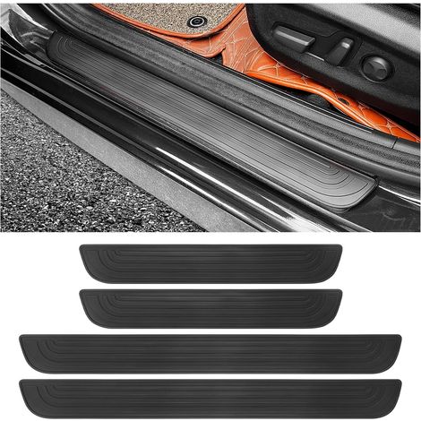 4er-Set selbstklebende Einstiegsleisten-Schutzleisten für Autos, kratzfeste Einstiegsleisten-Schutzleisten, wasserdichtes Universal-Autozubehör (Schwarz, 6 cm breit)
