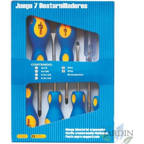 Kit 7 flache und sternförmige Schraubendreher