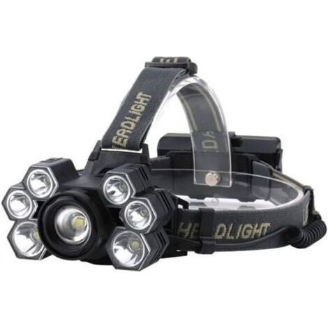 Leistungsstarke, per USB aufladbare Stirnlampe mit 7 LEDs, wasserdichte Taschenlampe, Laterne (1/4)
