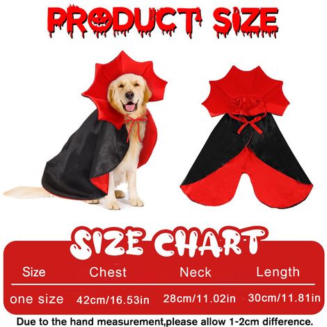 Ensemble de 2 costumes de sorcière pour animaux de compagnie, comprenant une cape rouge et noire, un chapeau et une cape assortie. Idéal pour les chats et les chiens de grande taille. Accessoires (1/5)
