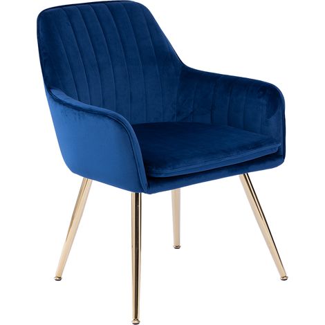 Lot de 2 chaises de salle à manger modernes en tissu avec accoudoirs et pieds métalliques dorés, mobilier de salle à manger luxueux pour salon, cuisine et salle de réception (1/5)