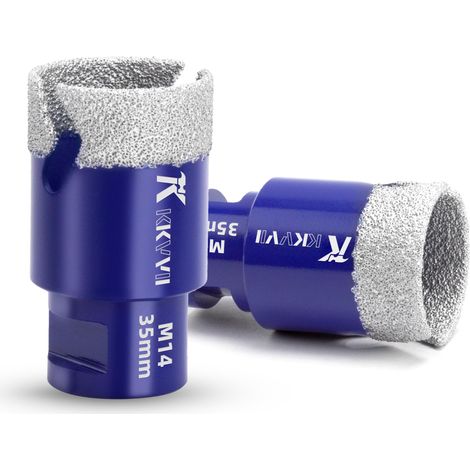 Carrelage Diamant 2 Pièces 35mm Scie Cloche Diamantée Trépans de Forage Avec Brasé Sous Vide et Filetage M14 pour Granit Porcelaine Céramique Marbre, pour Meuleuse d'angle (1/5)