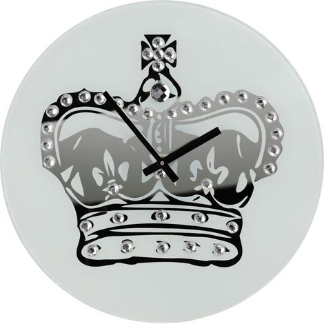 Premier Housewares Glass Crown with Diamantes Wall Clock
