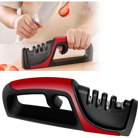 Afilador De Cuchillos Manual 4 En 1 - Barras De Diamante Para Desbaste Basto - Acero De Carburo De Wolframio Para Moldeado - Piedra Cerámica Para Afinado Y Pulido - 1 Unidad (1/5)