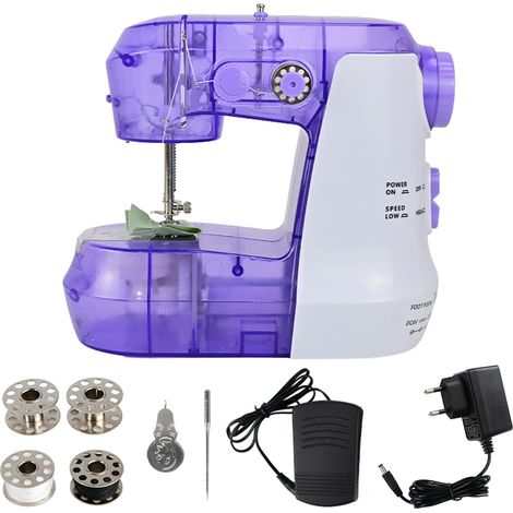 Mini Machine à Coudre Portable, Double Vitesse, Avec Pédale, Compacte, Facile à Utiliser, Fonction Surjet Et Boutonnière, Pédale (1/5)