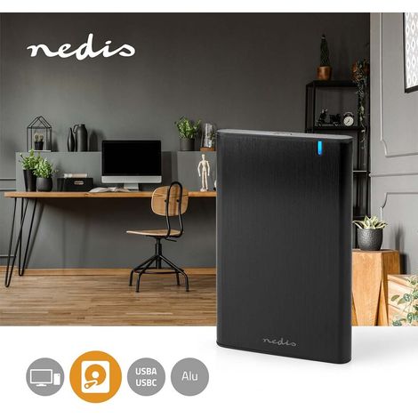 Nedis Festplattengehäuse / 2.5 / USB 3.1 Gen1 / USB Type-A / USB Type-C™ / Notebook / PC / Aluminium