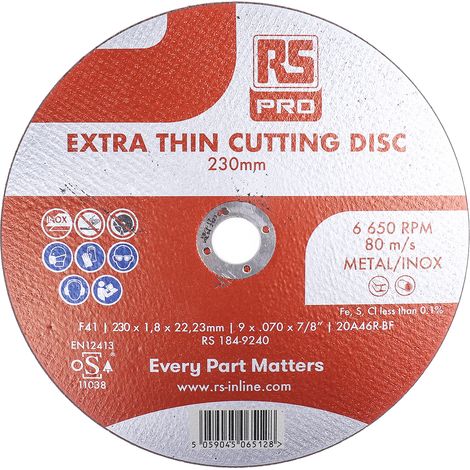 Disque abrasif RS PRO, P120, Ø 230mm, par 5 ( Prix pour Paquet de 5 ) (1/3)