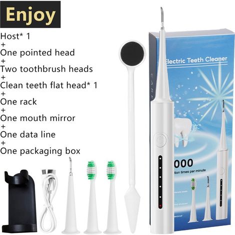 Rimuovi placca - Rimuovi tartaro dentale, Set per la pulizia dei denti con 4 velocità e 4 testine intercambiabili, impermeabile IPX6 (1/5)