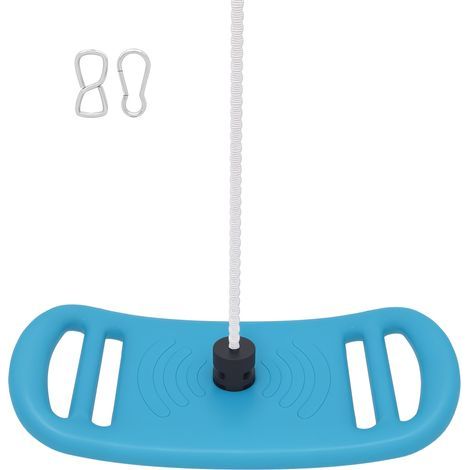 Balançoire enfant extérieur et intérieur avec corde réglable, mousqueton, charge max. 70 kg, bleu (1/5)
