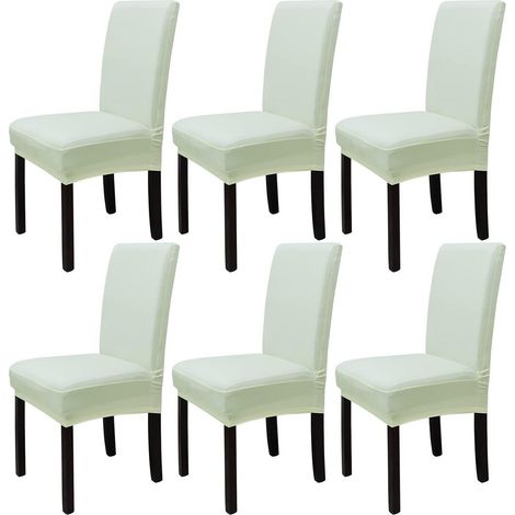 6er Set Stuhlhussen Beige, Abnehmbar & Waschbar, Elastisch & Modern (1/5)