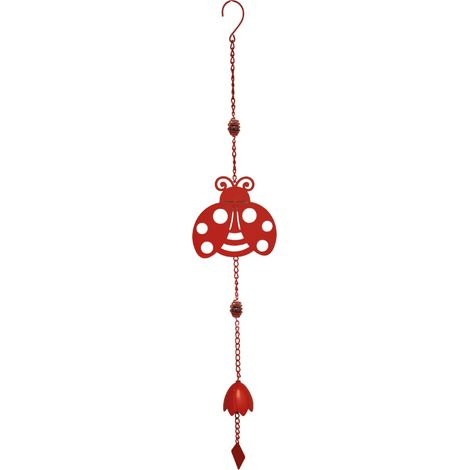 Carillon Métal Coccinelle Perles 17,5x7x92 cm Rouge Moulin (1/3)