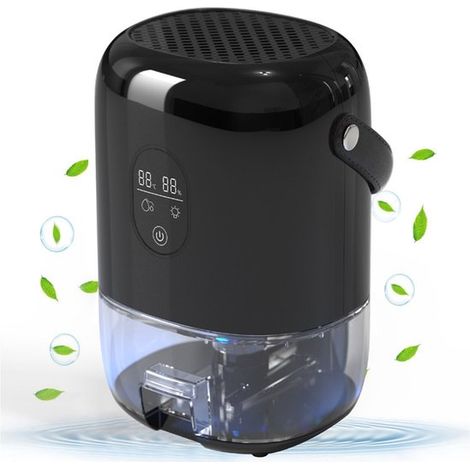 Mini déshumidificateur d'air portable - Noir - Silencieux et économe en énergie - Combat efficacement l'humidité, les moisissures et les odeurs (1/5)