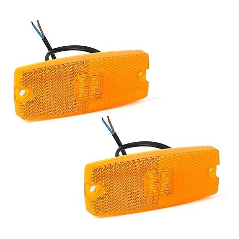 Feux de Gabarit LED Jaune Position Latéral Avant Camion Lampes Indicateurs avec Réflecteur Remorque Van Caravane 1030V (jaune) (1/5)