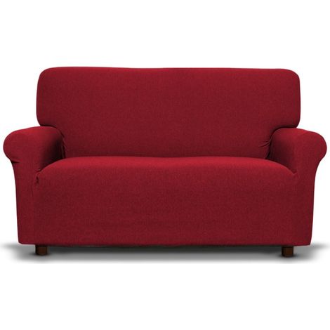 Copridivano New York Rosso Rubino Elasticizzato, Antigraffio, per Divani con Braccioli, Telo Divano Universale, Made in Italy Divano 7 posti cm. 520-600