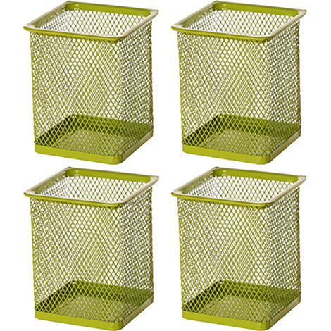 Porte-stylo en maille, porte-stylo en métal, pour bureau, organiseur de stylos, lot de 4 (carré, vert)
