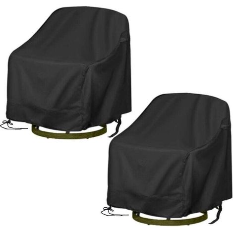 Set of 2 waterproof and durable 420D outdoor swivel lounge chair covers for outdoor furniture, swivel lounge chair (1/4)
