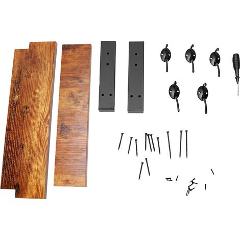 Patères murales avec étagère, style moderne et minimaliste, gain de place, en bois et métal, pour entrée, chambre ou salon, tube carré marron (1/5)