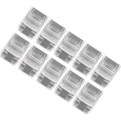 Lot de 10 connecteurs pour rubans LED 2 broches de 10 mm, connexion rapide sans soudure.